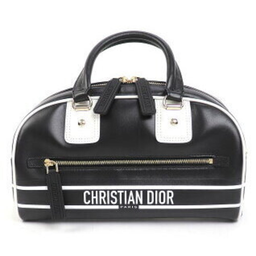 Dior Boston Handbag Leather Vibe Bag Shoulder Black Bowling